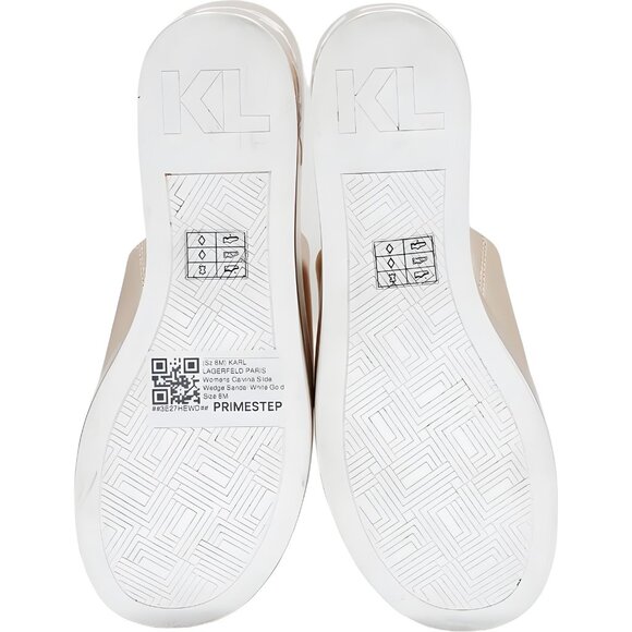 Karl Lagerfeld Calvina Slide Wedge Sandal White Gold Women's US 8M - Picture 6 of 6